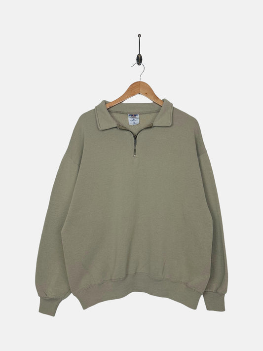90's Beige USA Made Vintage Quarterzip Sweatshirt Size M-L