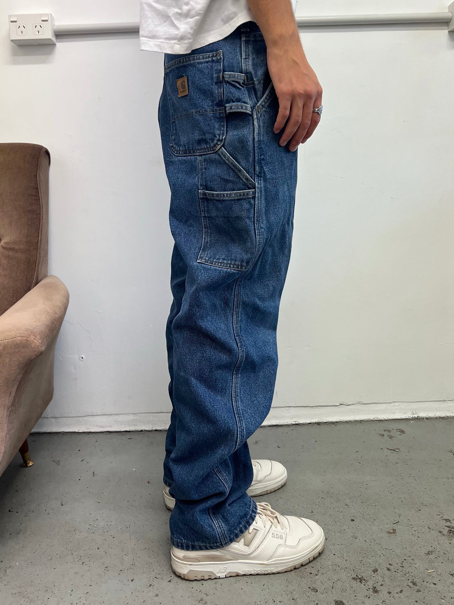 90's Carhartt Vintage Lined Carpenter Jeans Size 33x34