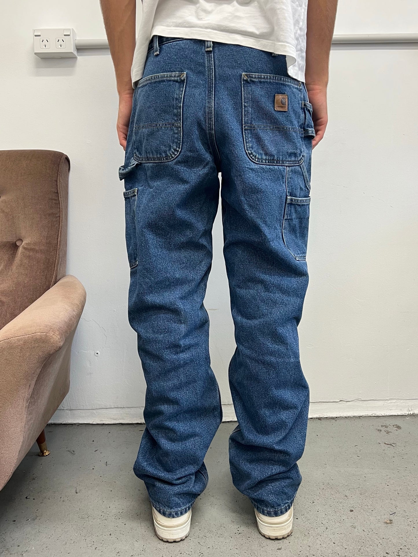 90's Carhartt Vintage Lined Carpenter Jeans Size 33x34