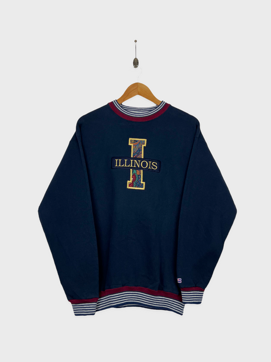 90's Illinois Uni USA Made Embroidered Vintage Sweatshirt Size 10