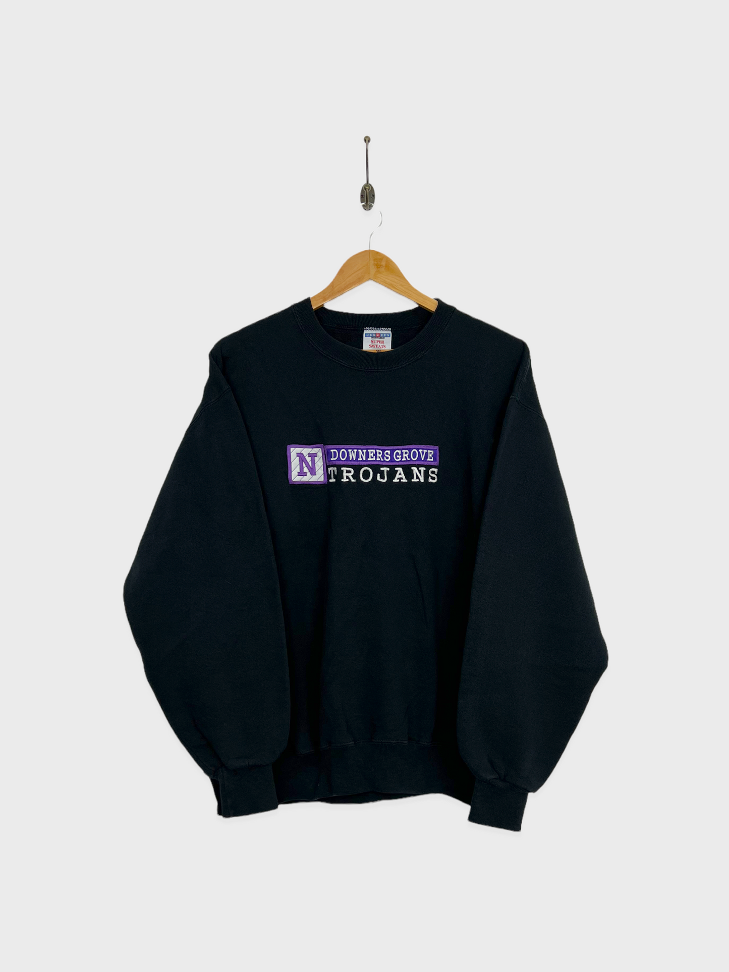 90's Downers Grove Trojans USA Made Embroidered Vintage Sweatshirt Size 10-12