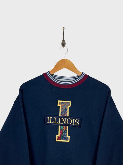 90's Illinois Uni USA Made Embroidered Vintage Sweatshirt Size 10