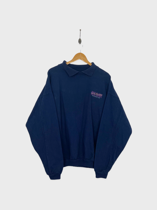 90's Moe Bandy USA Made Embroidered Vintage Collared Sweatshirt Size L-XL