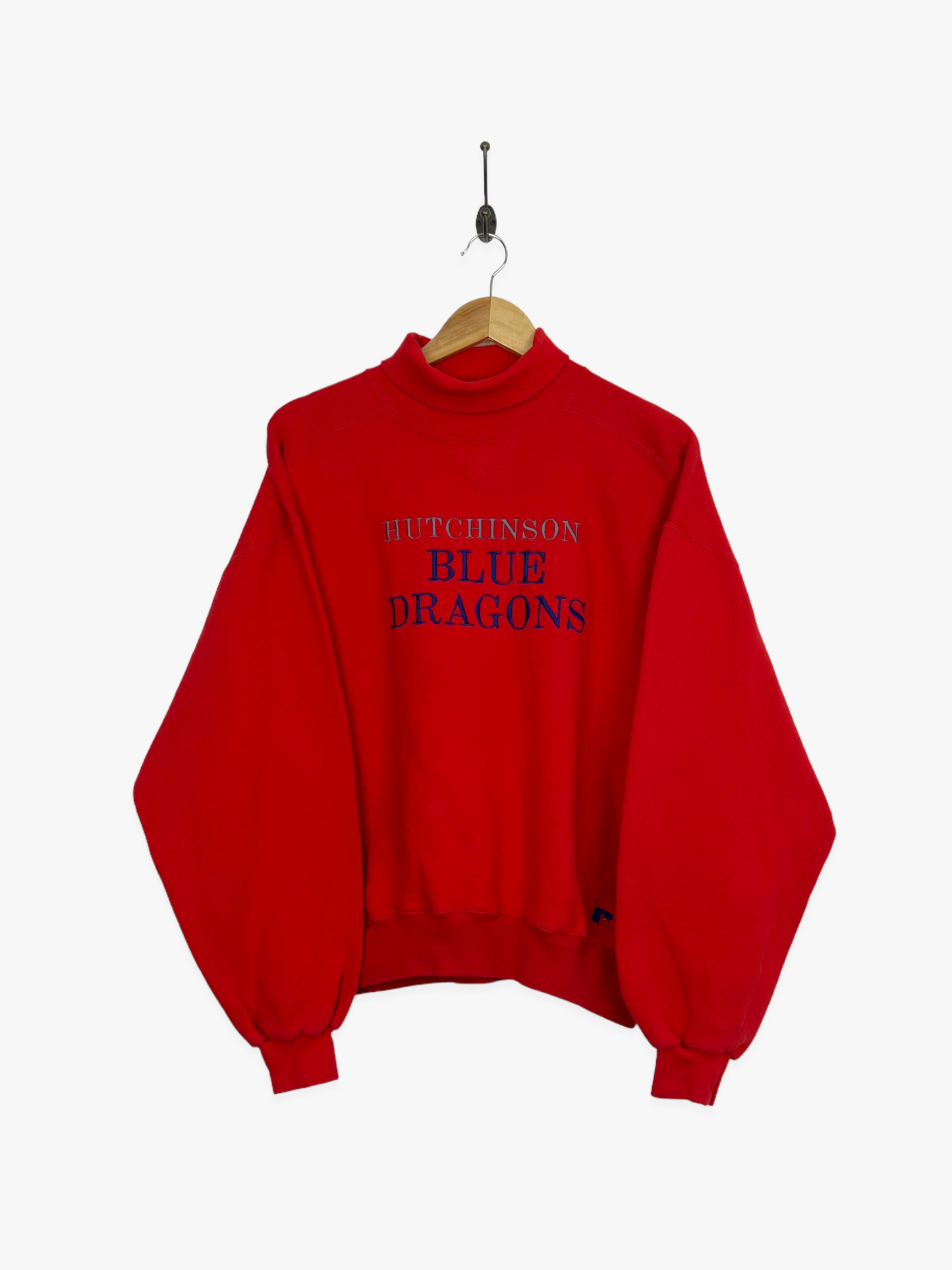 90's Hutchinson Blue Dragons USA Made Vintage Mock Neck Sweatshirt Size 14