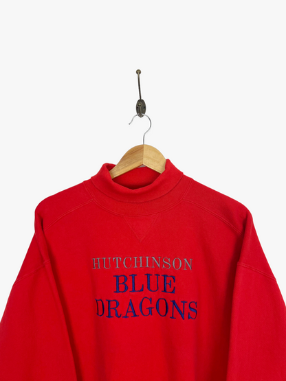 90's Hutchinson Blue Dragons USA Made Vintage Mock Neck Sweatshirt Size 14