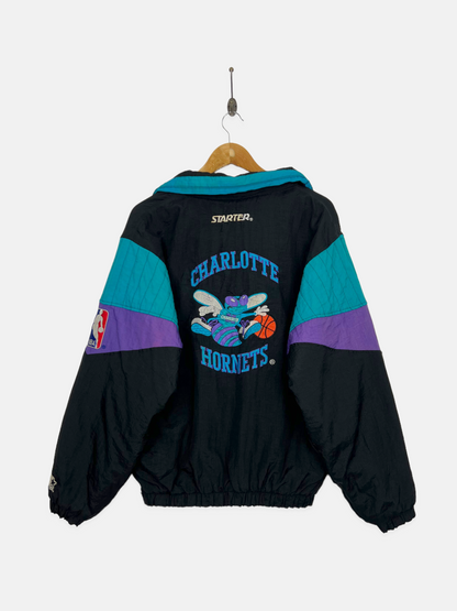 90's Charlotte Hornets NBA Starter Embroidered Vintage Puffer Jacket Size 14