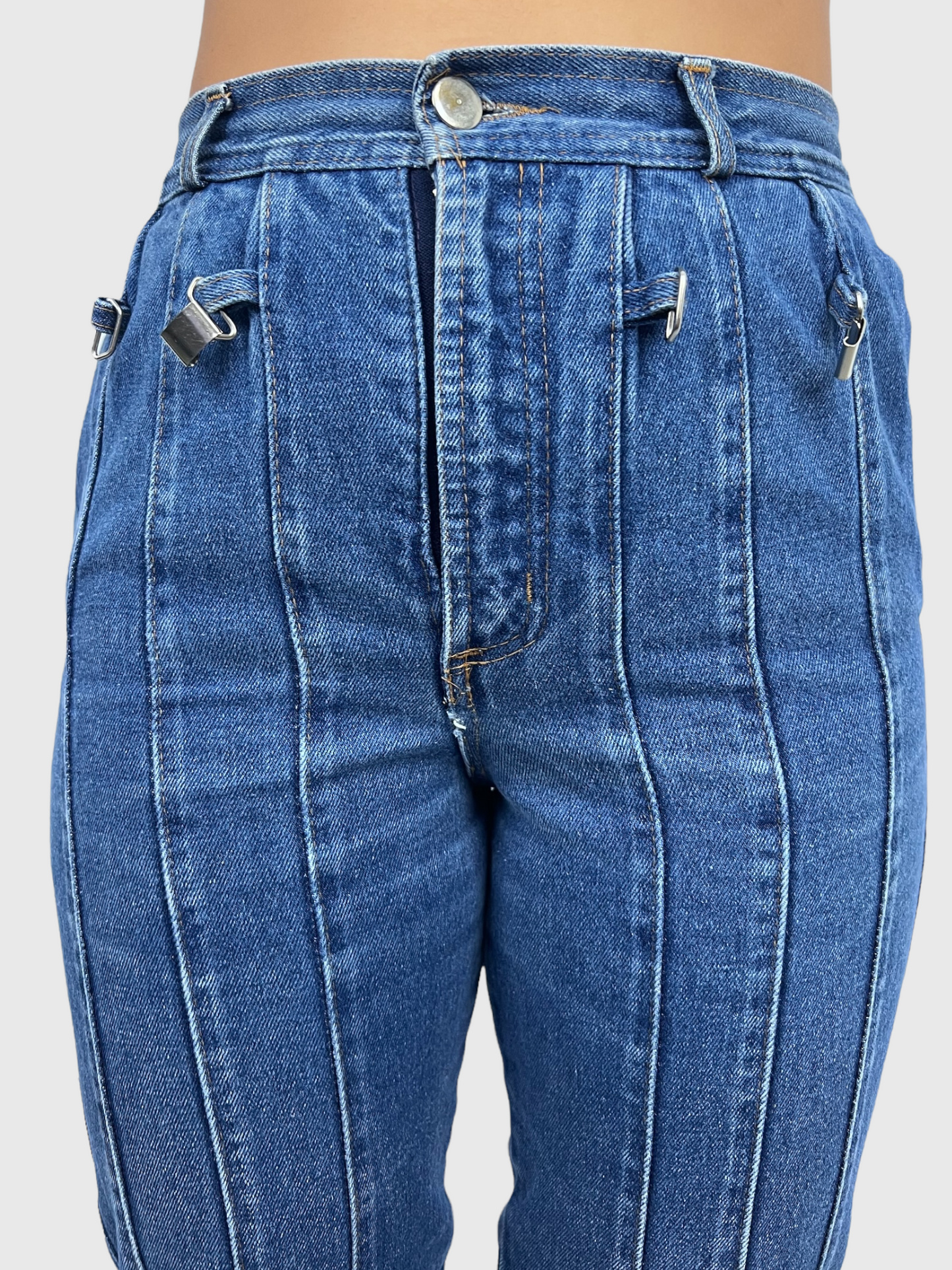 90's Vintage Denim Jeans with Buckle Details Size 6