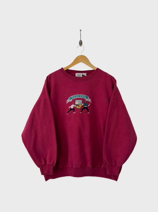 90s Fencing Champion Embroidered Vintage Sweatshirt Size M-L