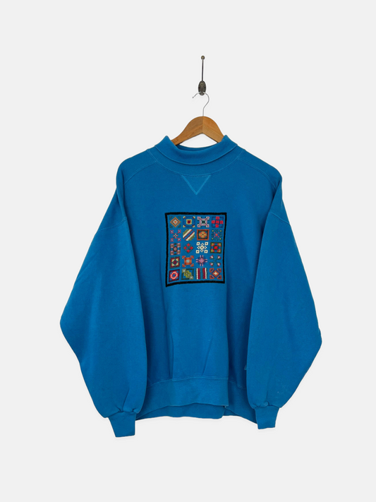 90's USA Made Russell Athletic Embroidered Vintage Turtle-Neck Sweatshirt Size L-XL