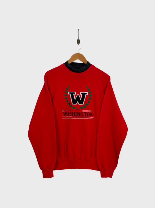90's Washington USA Made Embroidered Vintage Mock-Neck Sweatshirt Size 10