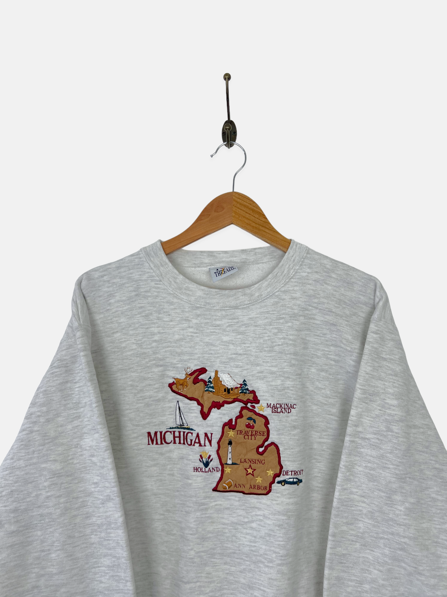 90's Michigan USA Made Embroidered Vintage Sweatshirt Size 10