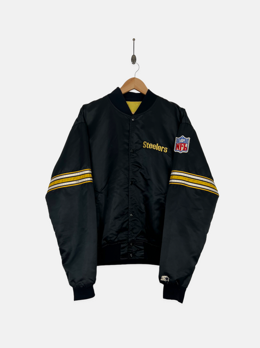 80's Pittsburgh Steelers NFL USA Made Embroidered Vintage Starter Satin Jacket Size M