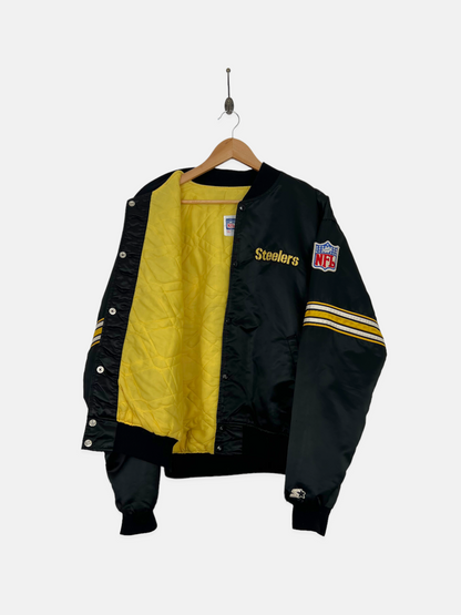 80's Pittsburgh Steelers NFL USA Made Embroidered Vintage Starter Satin Jacket Size M
