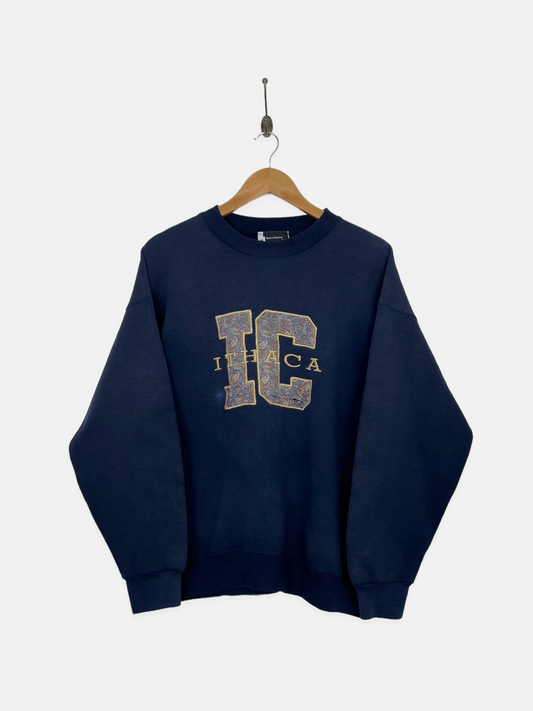 90's Ithaca College USA Made Embroidered Vintage Sweatshirt Size M-L