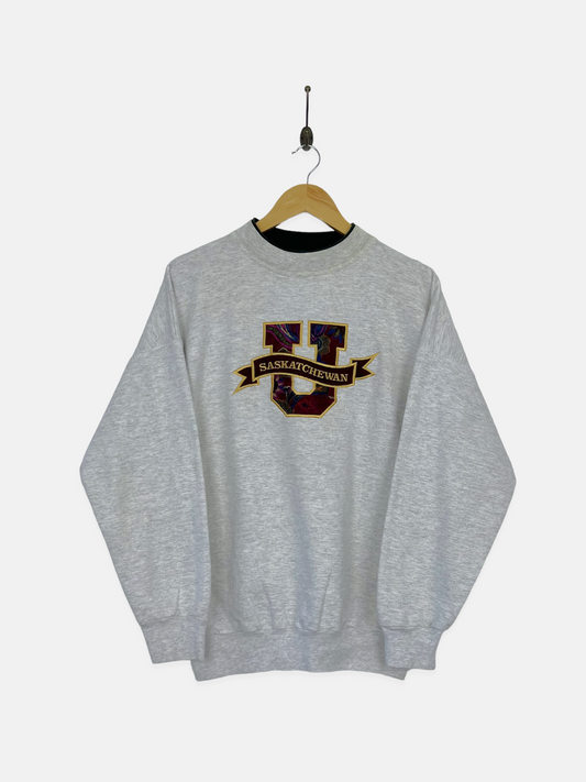 90's Saskatchewan University USA Made Embroidered Vintage Sweatshirt Size 10