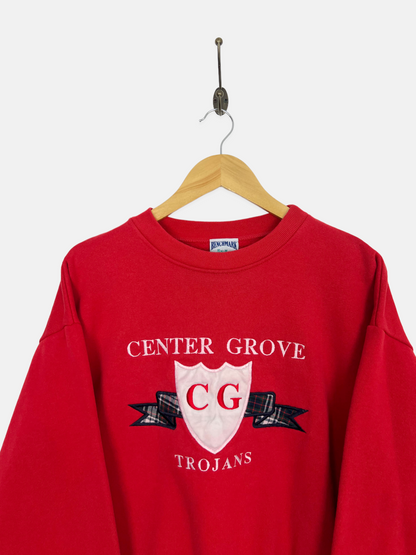 90's Centre Grove Trojans USA Made Embroidered Vintage Sweatshirt Size 8