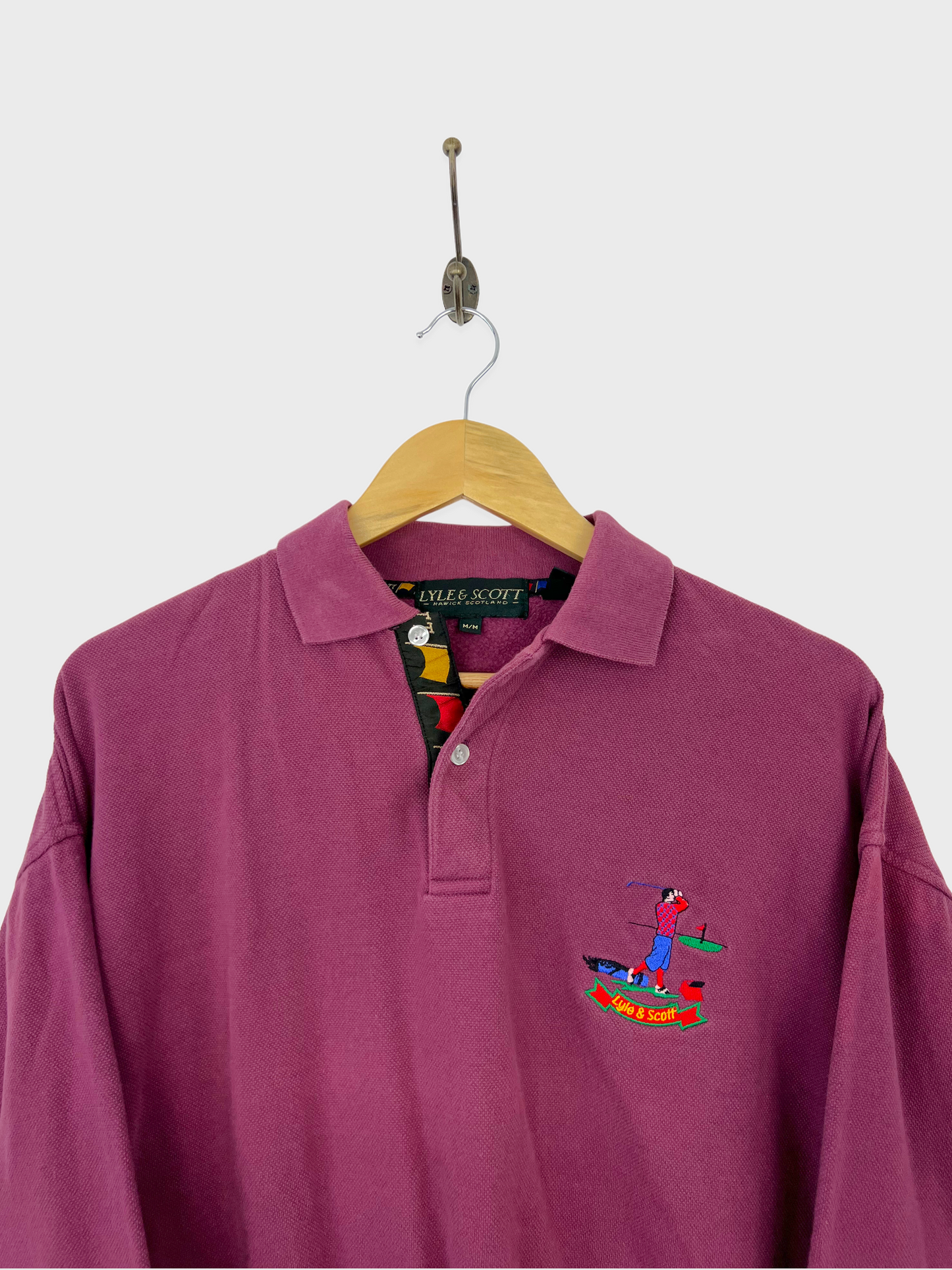 90's Lyle & Scott Golf Embroidered Vintage Collared Sweatshirt Size M-L