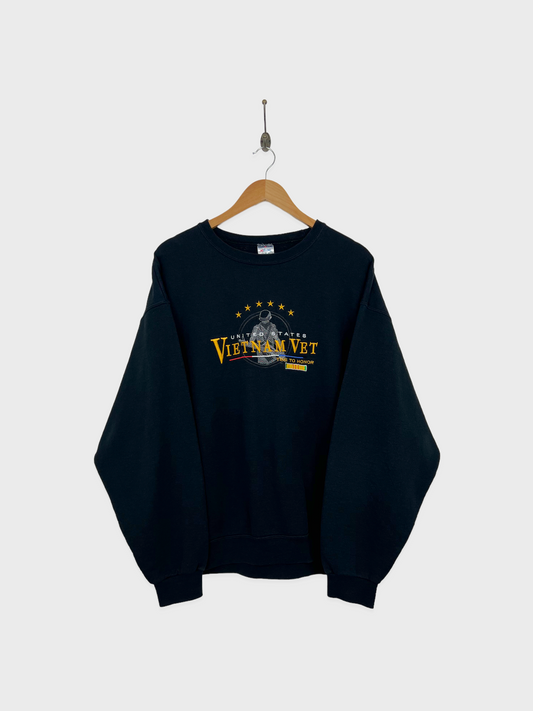 90's United States Vietnam Vet Embroidered Vintage Sweatshirt Size M-L