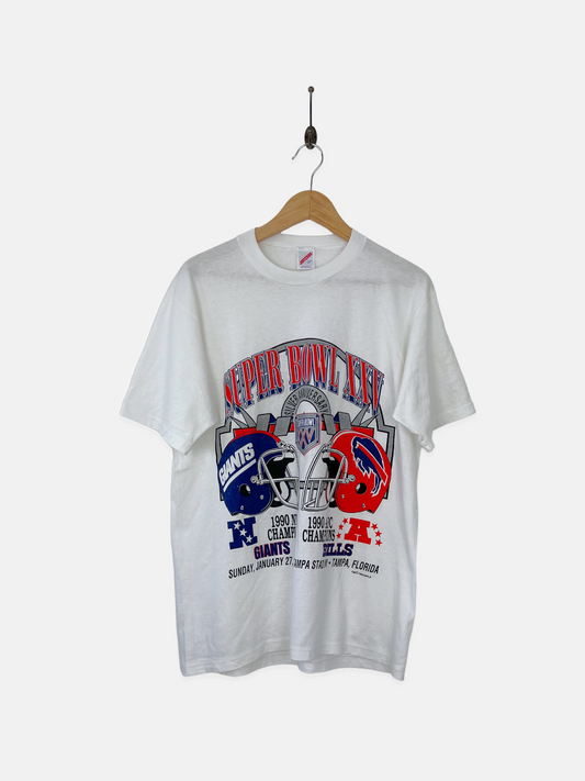 1990 NFL Super Bowl Giants vs Bills USA Made Vintage T-Shirt Size M
