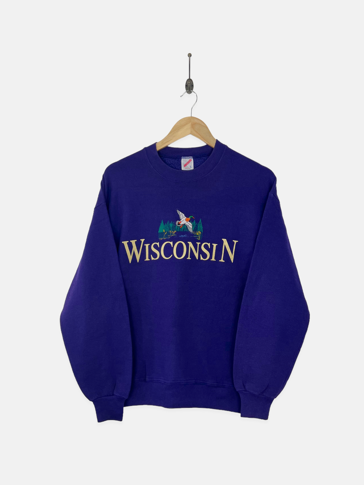 90's Wisconsin USA Made Embroidered Vintage Sweatshirt Size 10