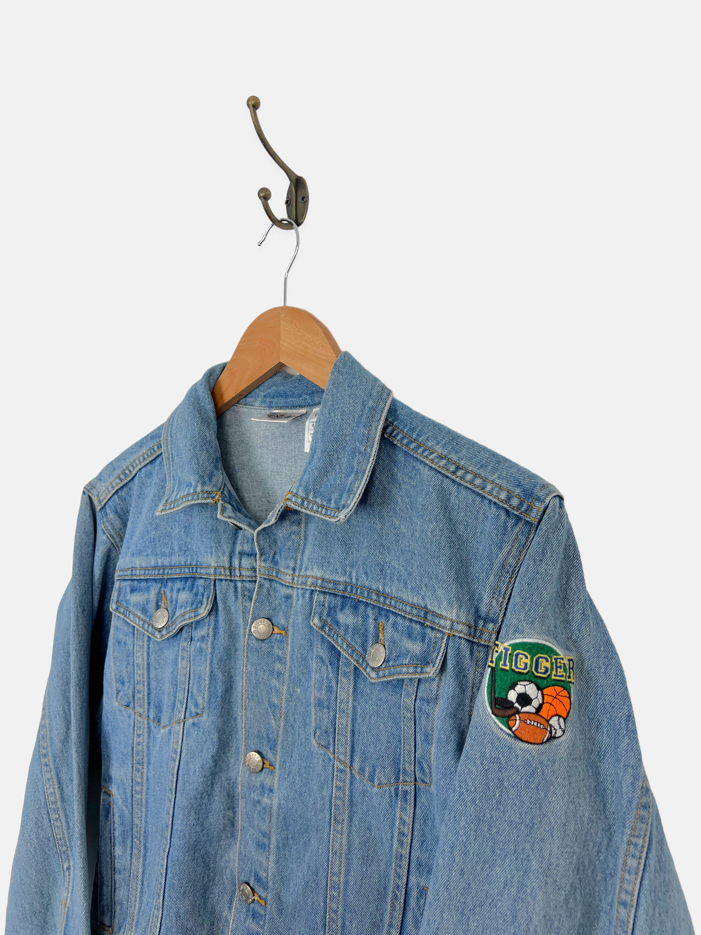 90's Disney Tigger Athletics Embroidered Vintage Denim Jacket Size 4-6