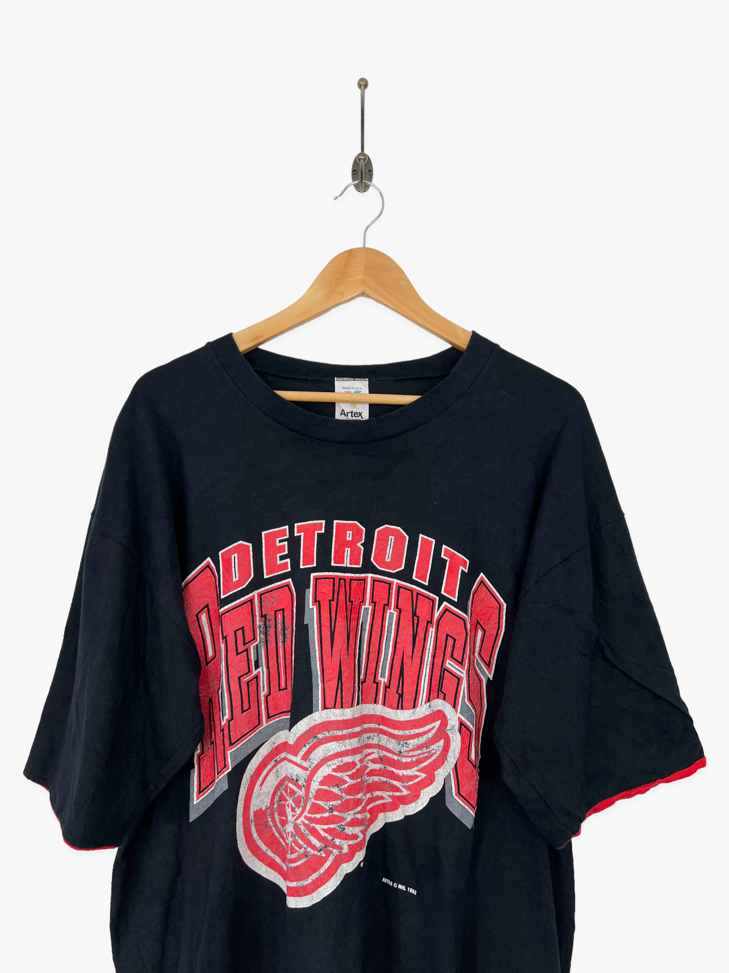1992 Detroit Red Wings NHL USA Made Vintage T-Shirt Size L-XL