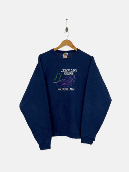 90's Leech Lake Riders Snowmobile Embroidered Vintage Sweatshirt Size M
