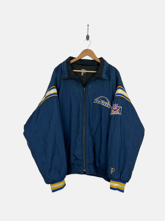 90's St Louis Rams NFL Embroidered Vintage Reversible Puffer Jacket Size 2XL