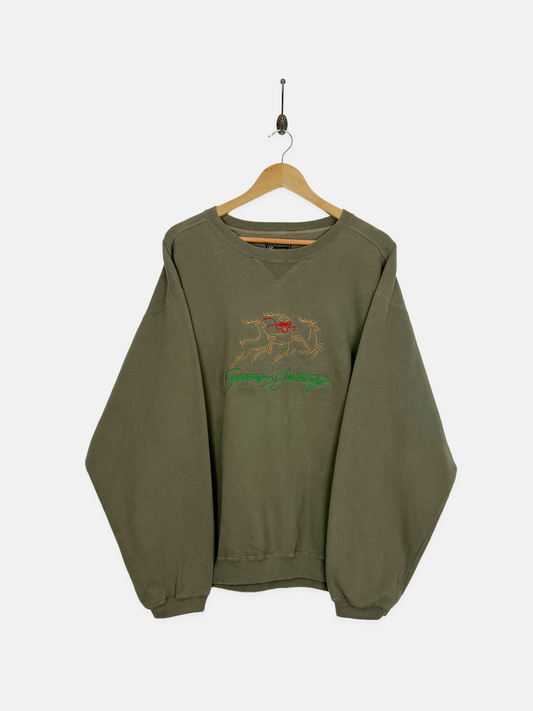 90's Seasons Greetings Embroidered Vintage Sweatshirt Size L-XL
