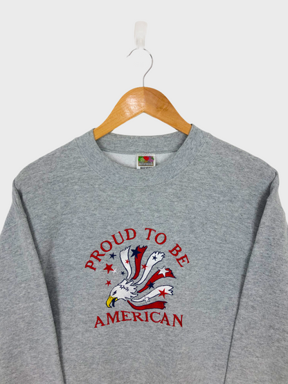 Vintage USA 'Proud to be American' Embroidered Vintage Sweatshirt Size 8-10
