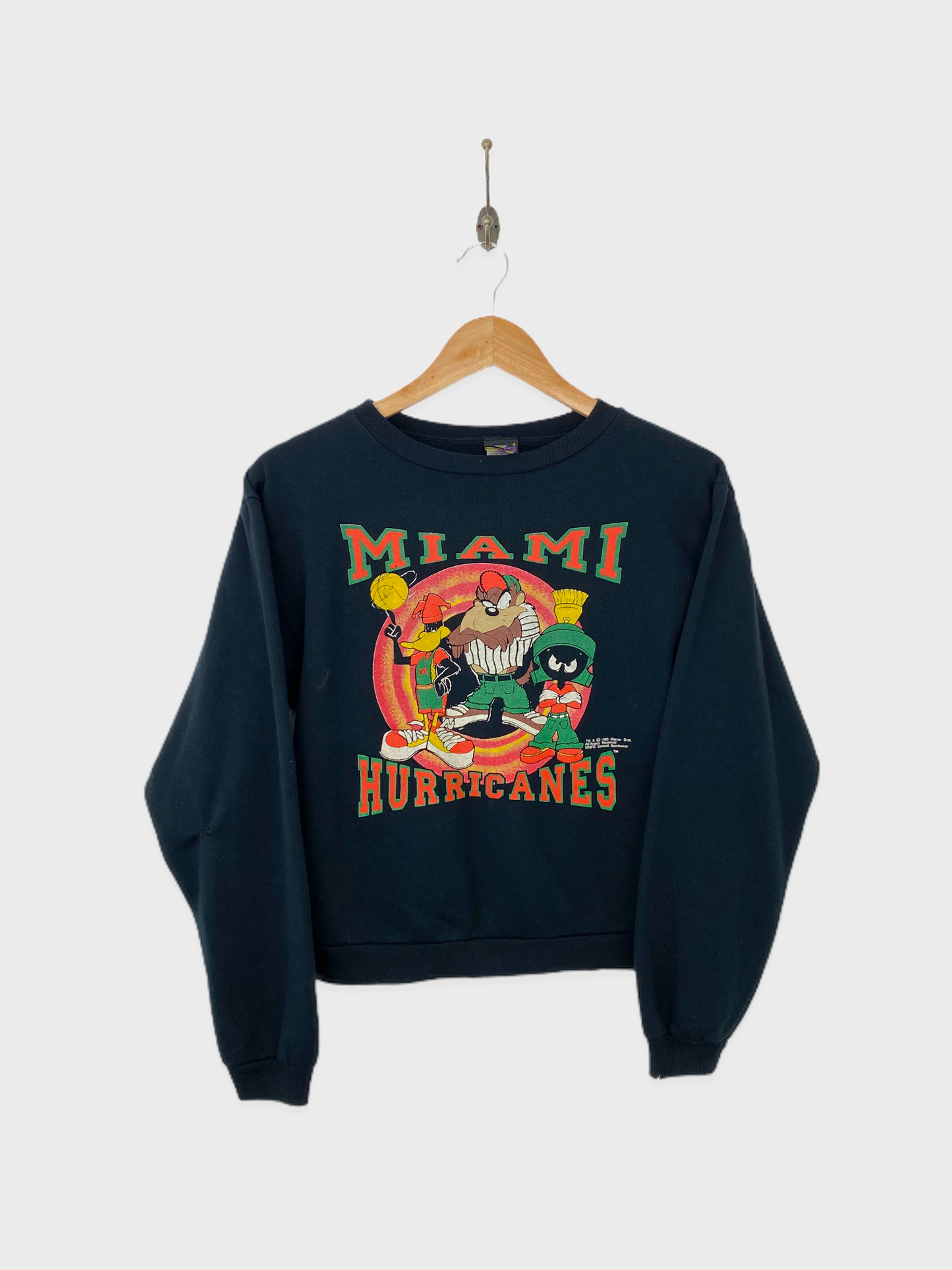 1993 Warner Bro's Miami Hurricanes USA Made Light Vintage Sweatshirt Size 6