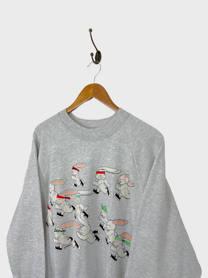 1988 USA Made Running Bunnies Graphic Vintage Sweatshirt Size M