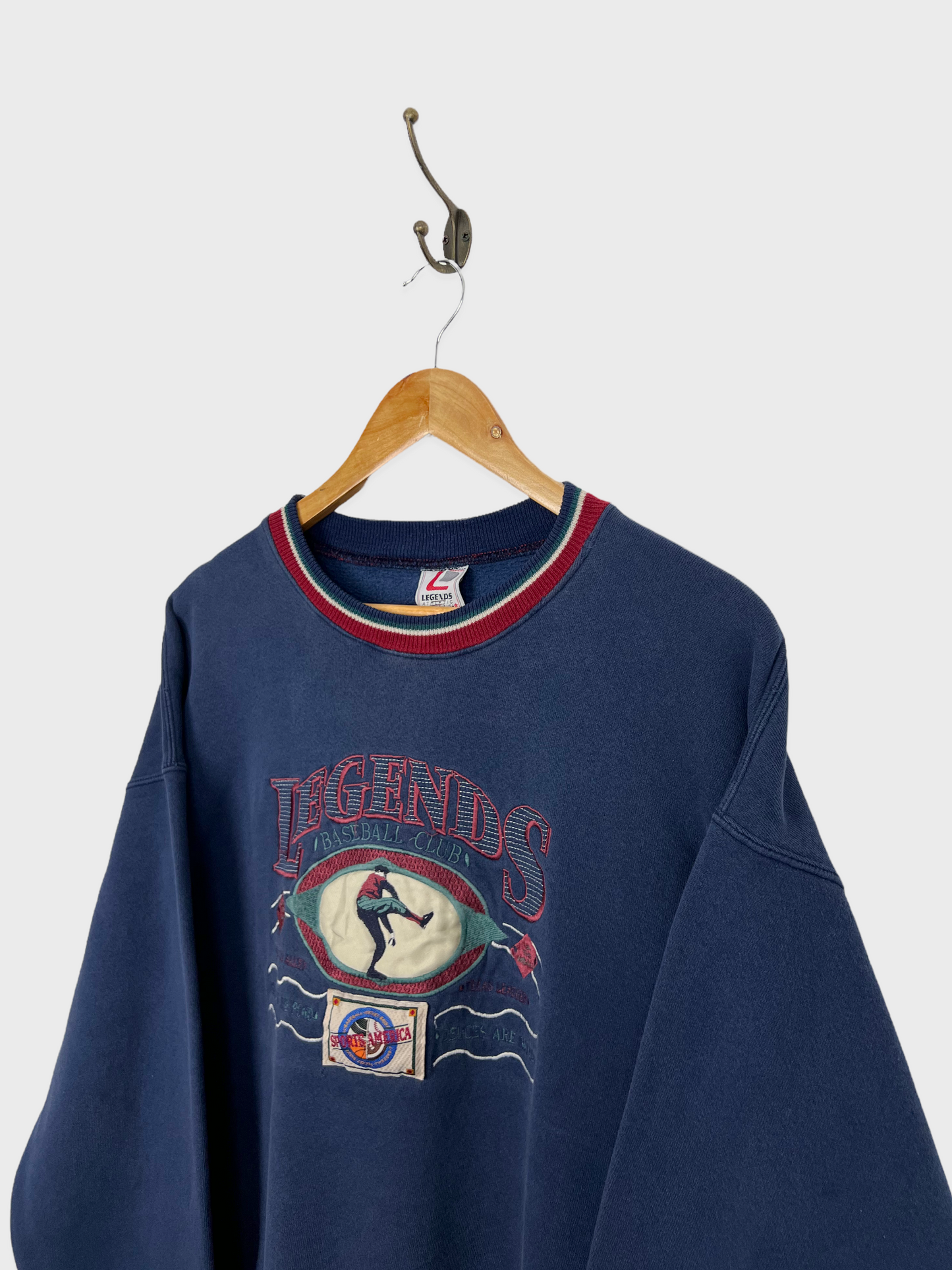 90's Legends Baseball USA Made Embroidered Vintage Sweatshirt Size M-L